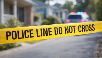 Police tape at suburban home during betting syndicate collapse and alleged kidnapping investigation in Australia