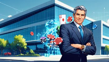 Laurence Escalante, CEO of VGW, shakes hands with a colleague after announcing full company ownership and buyout.