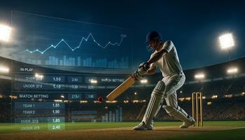 Photo of a cricket player at an Australian Cricket Ground during a match with digital betting overlays symbolising Pragmatic Play sportsbook upgrade.