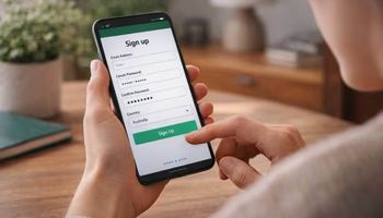 Signing up at a new online casino on a mobile phone