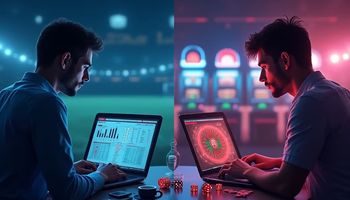 Two computers comparing casino gambling vs betting