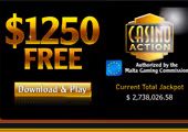 Casino Action landing page, welcome bonus and games