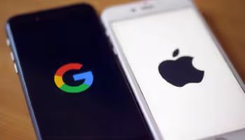 Google and Apple icon, image of a person making deposit