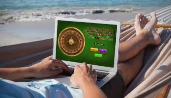 Roulette on tablet at the beach