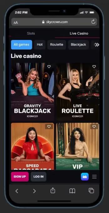 skycrown live casino mobile