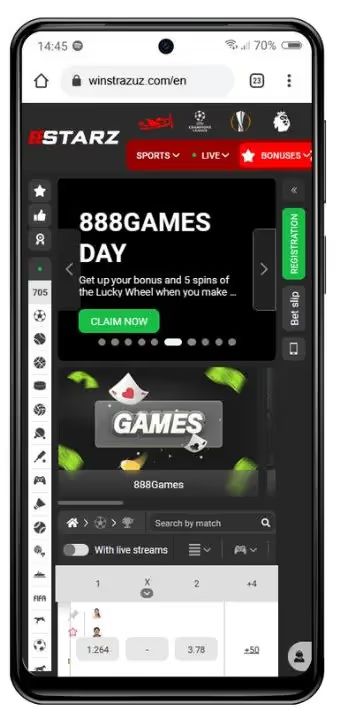 888Starz home mobile