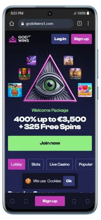 god of wins home mobile