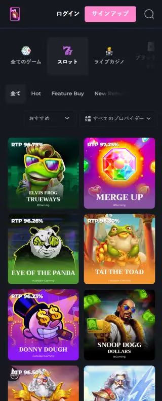 Hunny Play スロットページ（モバイル表示）