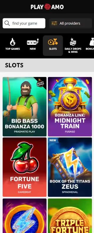 プレイアモカジノ スロッツページ（モバイルビュー）