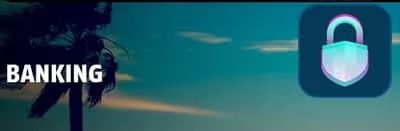 Banking security icon with a padlock and shield