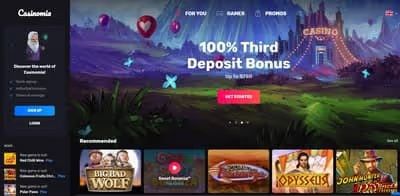 Casinomia Casino homepage