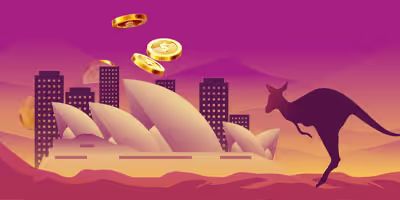 Sydney skyline with kangaroo and coins