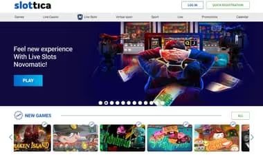 Slottica Casino homepage