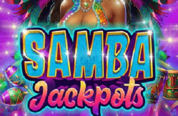 Samba Jackpots slot game with a vibrant carnival theme featuring joyful Latino women celebrating