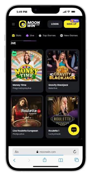 moonwin live casino mobile