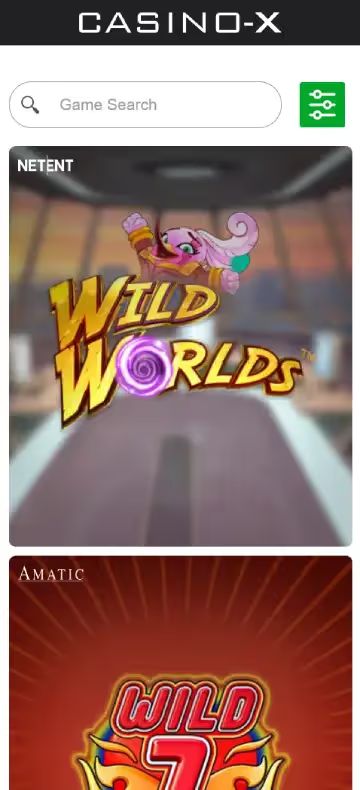 カジノエックス スロットページ（モバイルビュー）