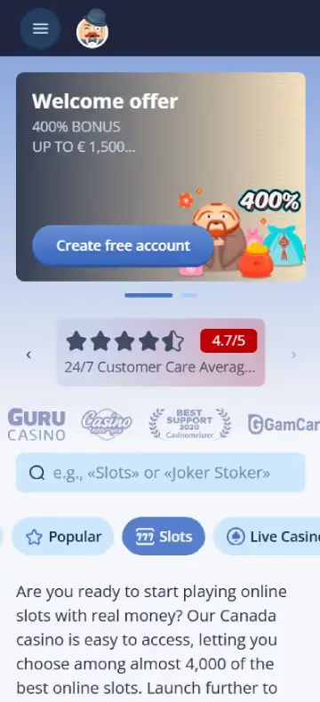 ミスター・ベット スロットページ（モバイルビュー）