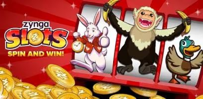 Zynga Slots game with cartoon animals and coins