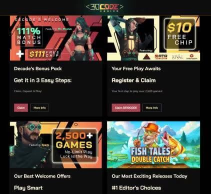 Decode Casino promotions screenshot