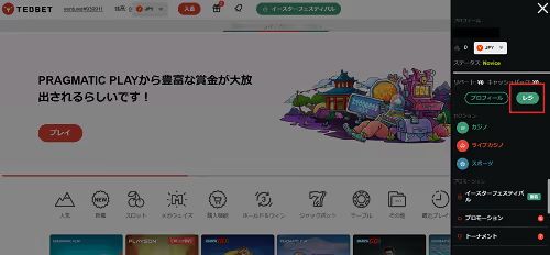 テッドベットの出金手順