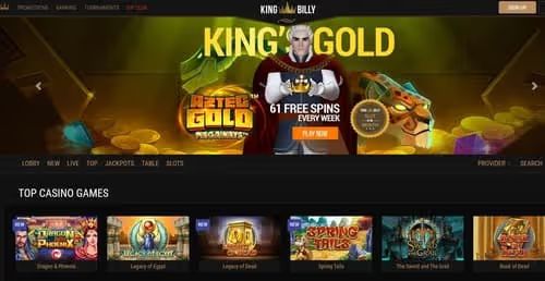 King Billy Casino homepage