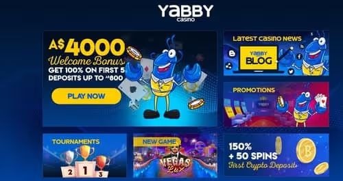 Yabby Casino welcome bonus, crypto deposit bonus, and other promotions