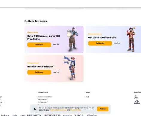 Bulletz Casino promotions screenshot