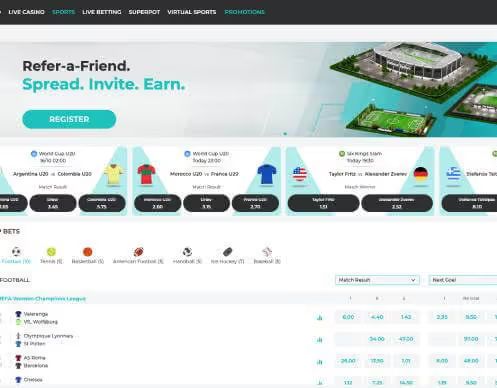 Spinoli sportsbook screenshot