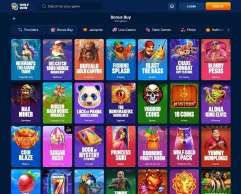 OnlyWin Casino bonus buy games screenshots