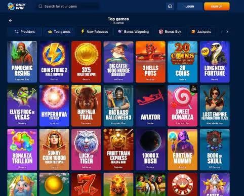 OnlyWin Casino top games screenshots