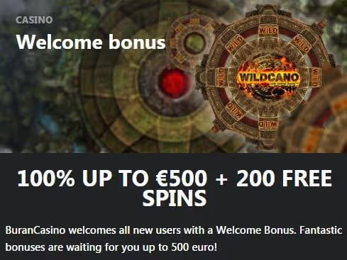Buran Casino Welcome Bonus: 100% Up to €500 + 200 Free Spins
