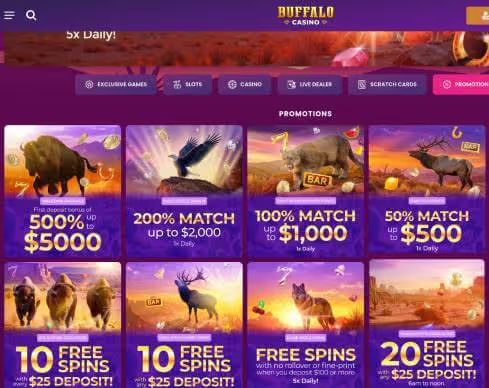 Buffalo Casino promotions screenshot