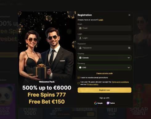 Dreamplay.bet Casino registration screenshot