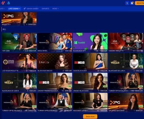 Paripesa Casino live games screenshot