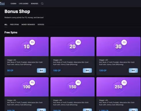 Slot Lounge Casino bonus shop screenshot