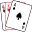 Blackjack icon, Two overlapping playing cards, Jack of Hearts and a Spade
