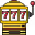Slots icon, image of a golden slot machine with 777