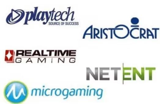 Logos of various online casino software providers
