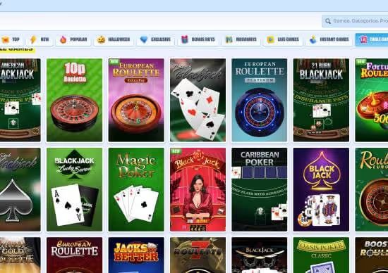 OnlySpins Casino table games screenshot