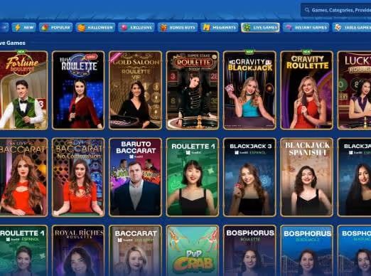 Pandido Casino live games screenshot