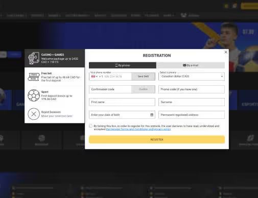 Betandyou registration screenshot