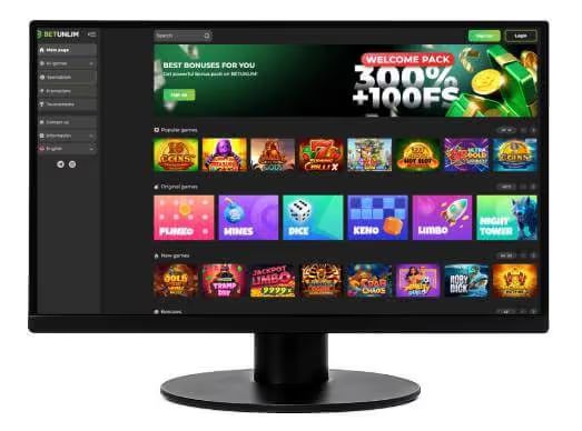Betunlim Casino screenshot on desktop