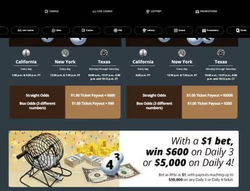 Bogart Casino lottery screenshot