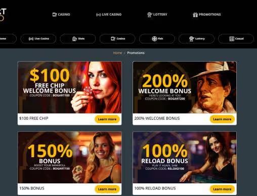 Bogart Casino promotions screenshot