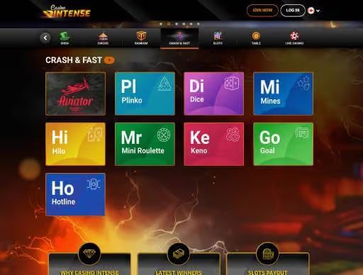 Casino Intense crash games screenshot