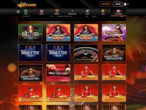 Casino Intense live games screenshot