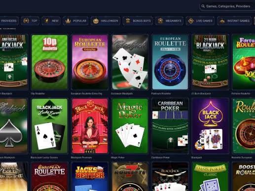 Cazeus Casino table games screenshot