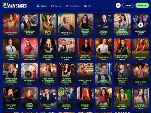 Chillestakes Casino ive dealer games screenshot
