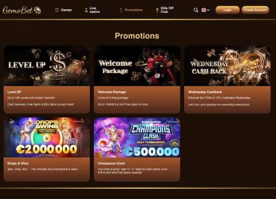 GemoBet Casino promotions screenshot