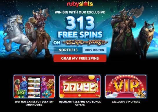Ruby Slots Casino free spins screenshot